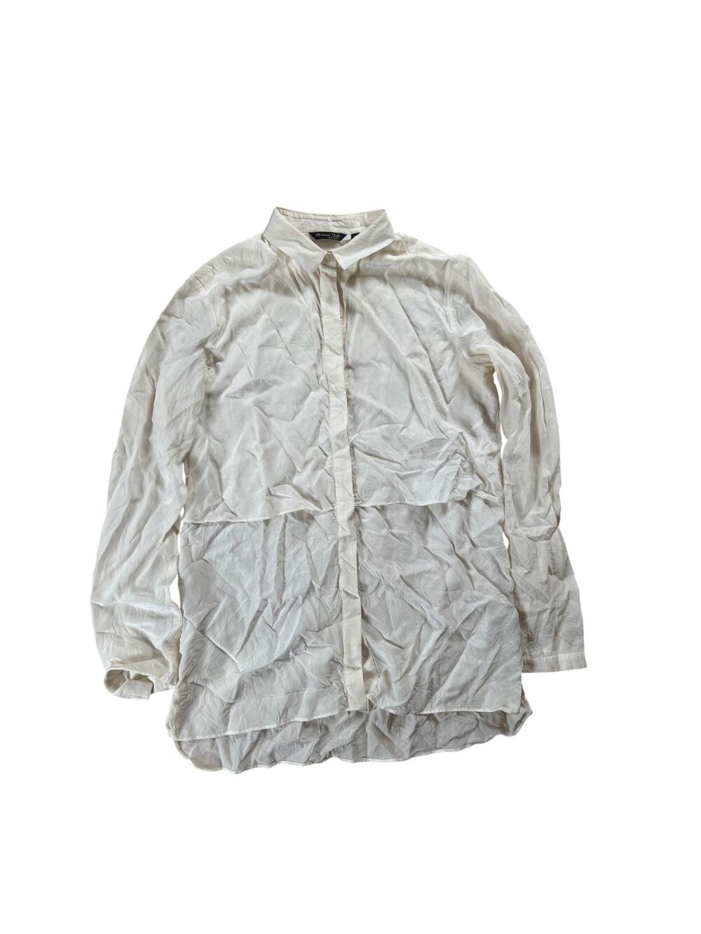 Massimo Dutti White Women Long-Sleeve Button-Up Size 4